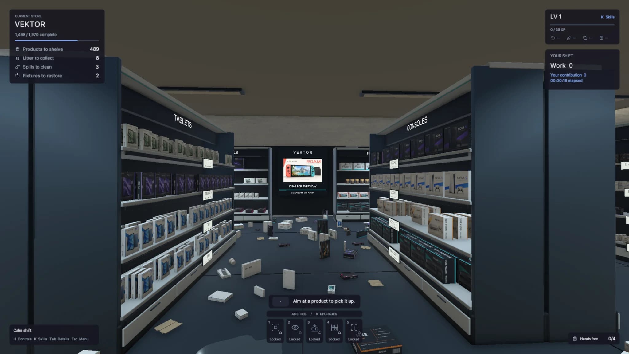 An in-game view of the VEKTOR electronics store in the current gallery.