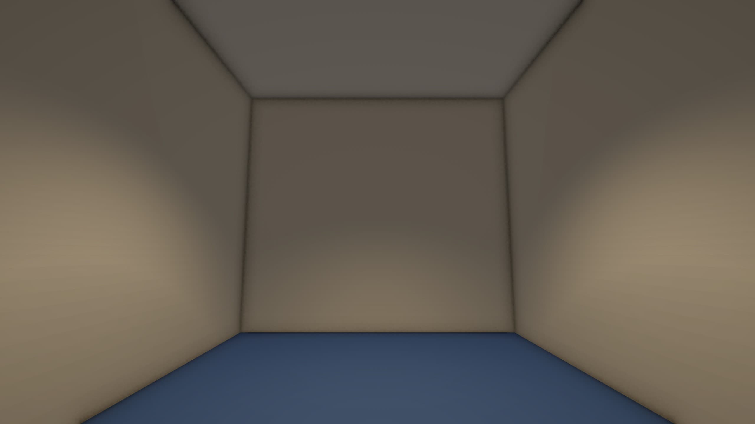 Mallfunction v0.29.0 in-game capture: cream walls inside the empty PULSE store with its lights on.